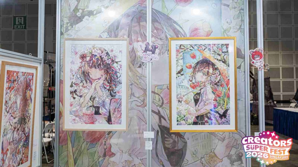 Japanese artist Yukoring's exhibition at AFA CSF showcasing her unique watercolor art style and artworks