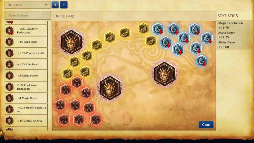 League of Legends Classic runes screen