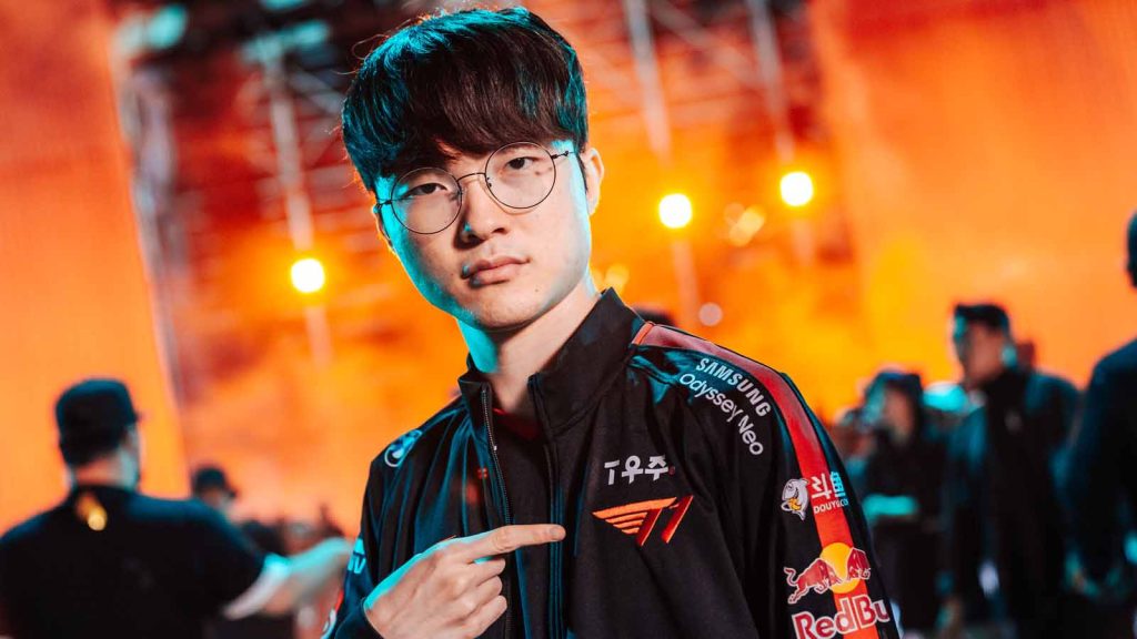 Lee "Faker" Sang-hyeok of T1 poses at the League of Legends - Mid-Season Invitational Knockouts Features Day on May 25, 2022 in Busan, South Korea.