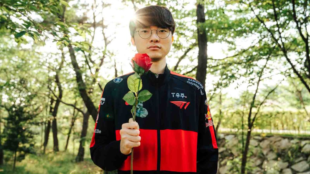 Lee "Faker" Sang-hyeok of T1 poses at the League of Legends - Mid-Season Invitational Rumble Features Day on May 18, 2022 in Busan, South Korea.