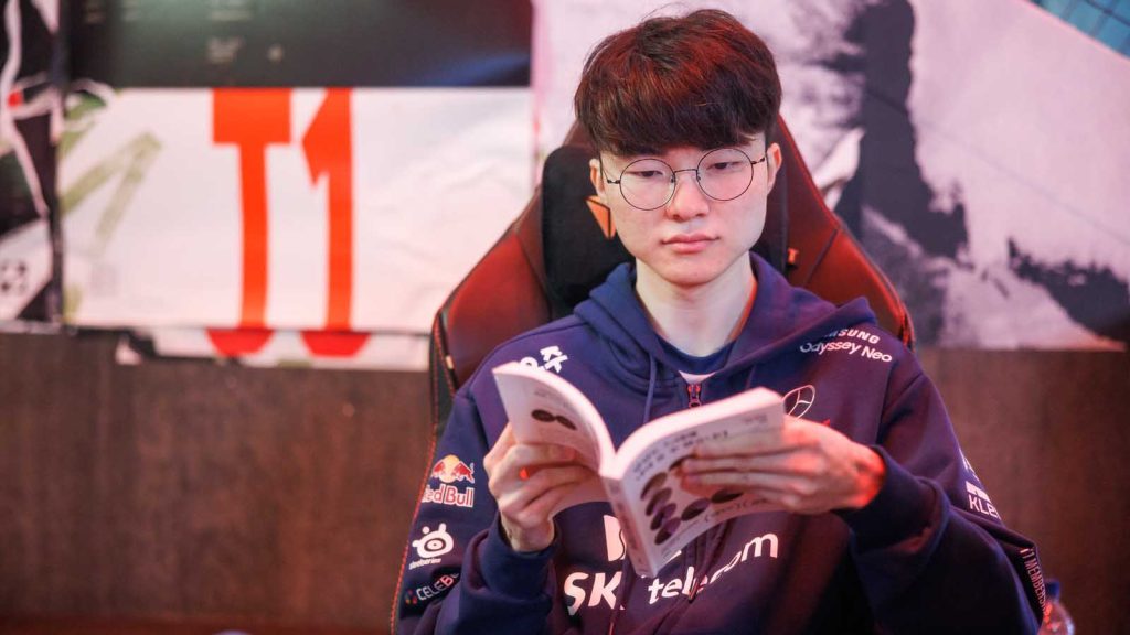 Lee "Faker" Sang-hyeok of T1 is seen backstage at the League of Legends - Mid-Season Invitational Bracket Stage on May 13 2023 in London, England.