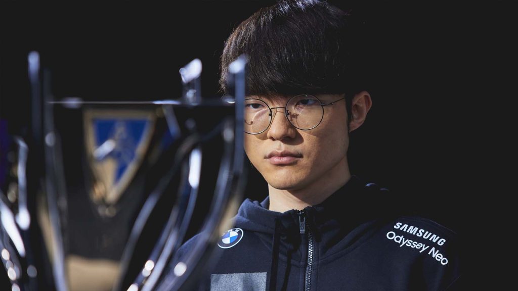 Lee "Faker" Sang-hyeok of T1 poses at the League of Legends World Championship Finals Features Day on November 1, 2022 in San Francisco, CA.
