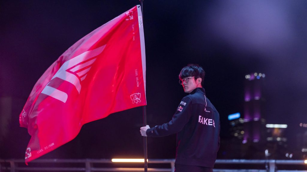Lee "Faker" Sang-hyeok of T1 poses at the League of Legends World Championship Semifinals Features Day on October 26, 2022 in Atlanta, GA. 