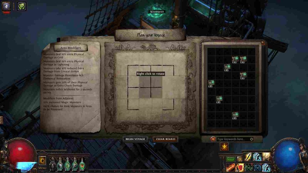 Planning a voyage in Path of Exile Curse of the Allflame