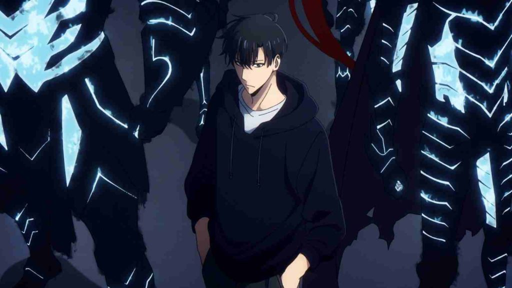 Jinwoo standing with his Shadow army in Solo Leveling anime episode 19