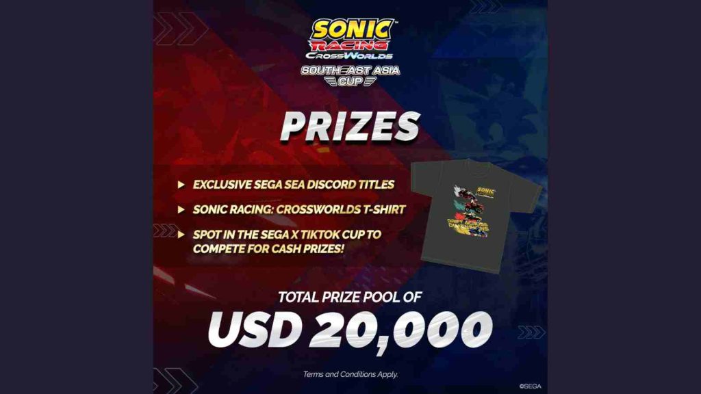 Sonic Racing CrossWorlds SEA Cup prize pool and prizes