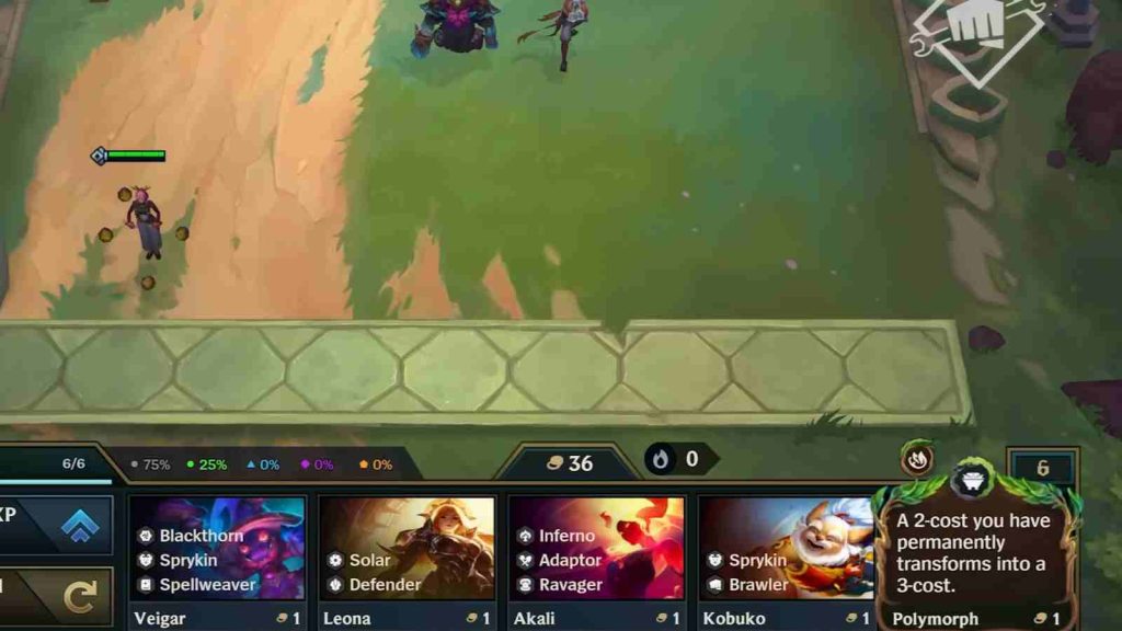 Green color coded Wisp appearing in the shop at the right bottom corner in TFT Enchanted Wilds gameplay alpha build by Riot Games