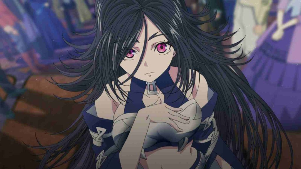 Malice Edvanghn acting innocent before the class allocation ceremony in episode 1 of The Exiled Heavy Knight Knows How to Game the System anime