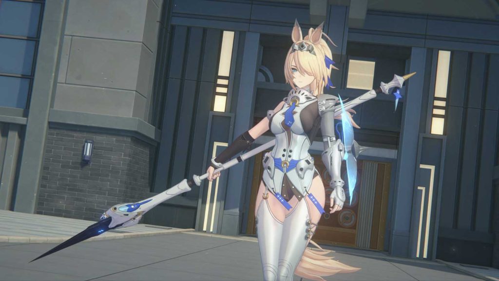 Sigrid from Zenless Zone Zero wielding a lance.