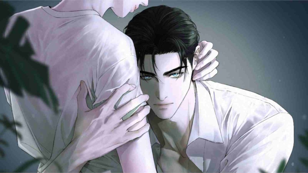 Boys Love manwha Diamond Dust key visual showing Weikun holding onto Yeehyeon's arm