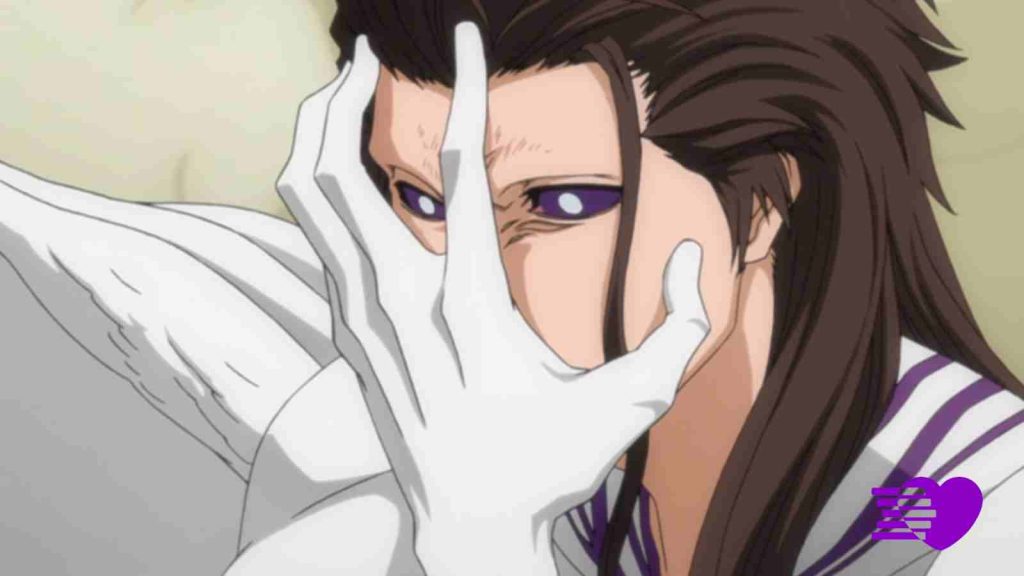 Aizen clutching his face in God Form in Bleach anime episode 308