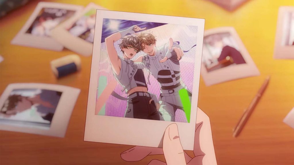 A polaroid photo of Asahi and Ryut on-stage as seen in the Godly Love: On Air animated short.