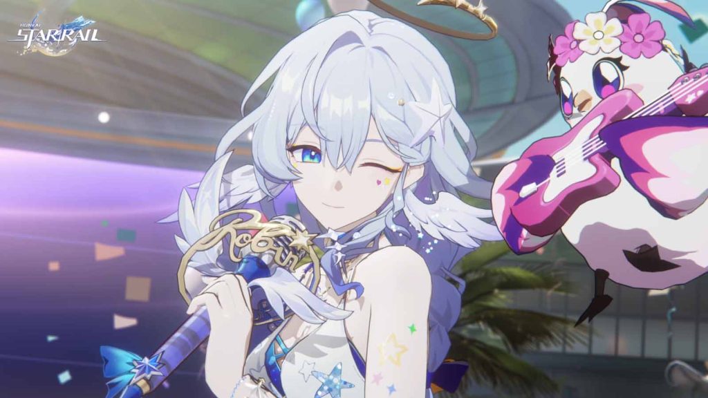 Robin Summeretto winking in Honkai Star Rail.