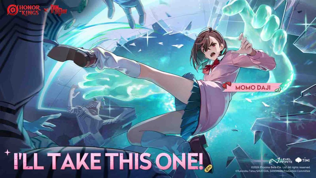 One of HOK Dan Da Dan skins featuring Daji as Momo Ayase.