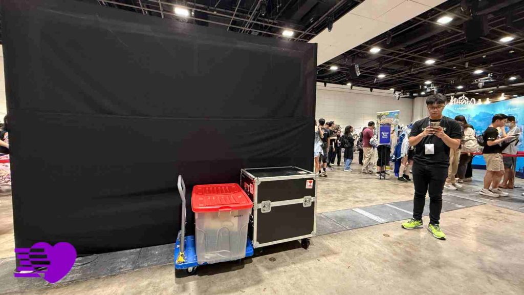 Trolley and storage boxes out in the open at HoYoFEST 2026 Singapore