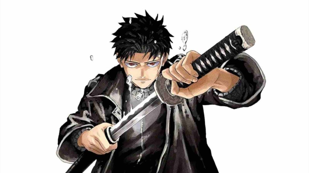 Chihiro Rokuhira drawing his sword in Kagurabachi manga  illustration 