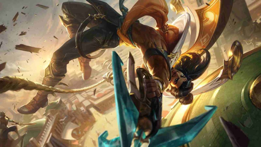 LoL marksman champion Akshan splashart official wallpaper