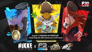 Nikke x Persona collaboration key visual teasing Persona 3 Reload, Persona 4 Golden, and Persona 5 Royal