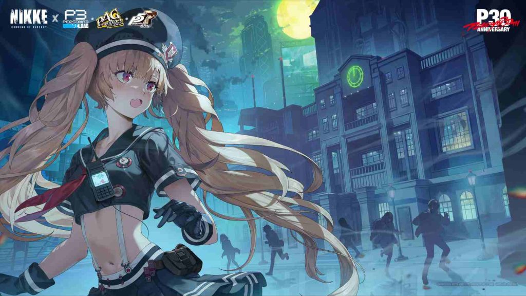 Nikke x Persona showing Miranda in Persona 3 Reload teaser visual 