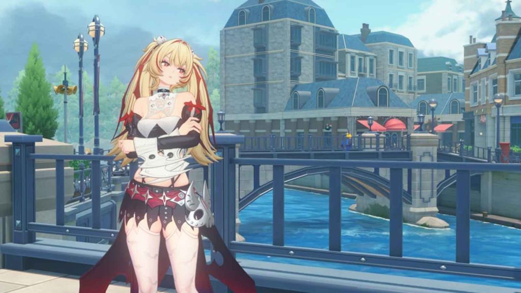 Claret with her arms crossed in Zenless Zone Zero.