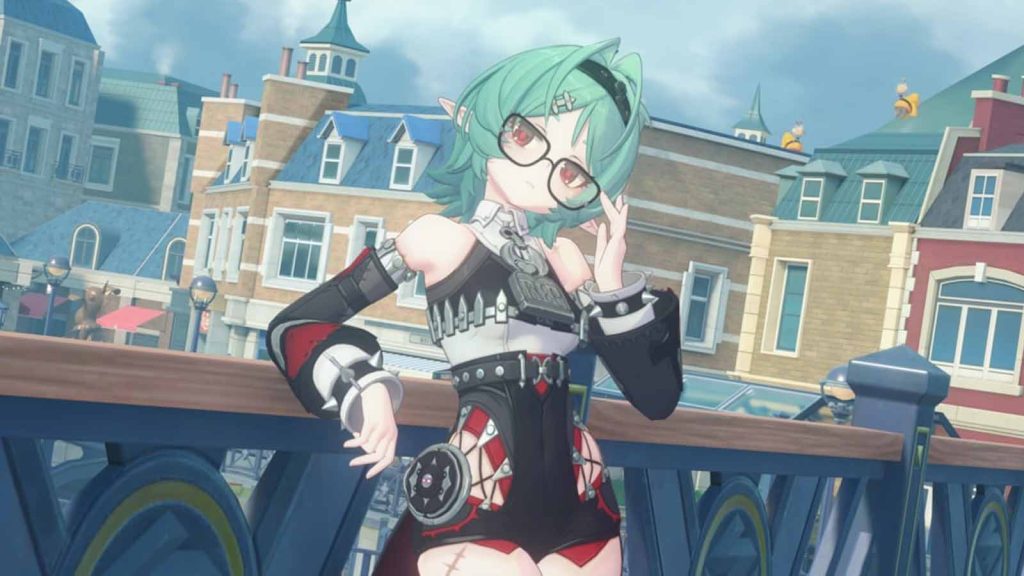Roxy holding her glasses in Zenless Zone Zero.