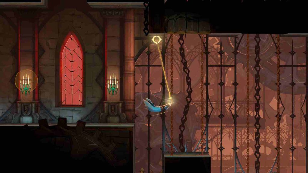 Rose using her whip to swing in Castlevania: Belmont's Curse official screenshot