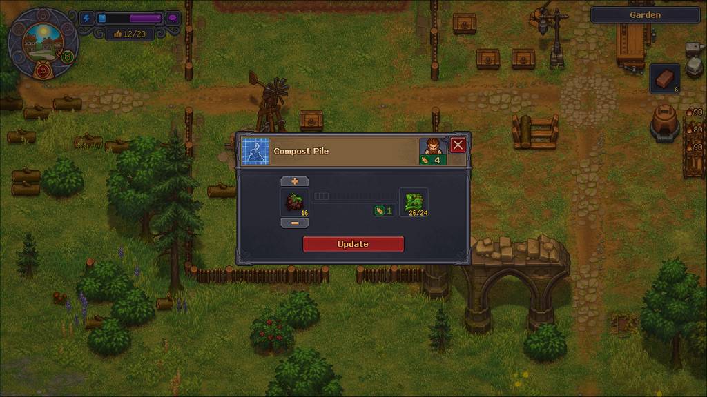 Compost pile using leaves, a Graveyard Keeper 2 resource 
