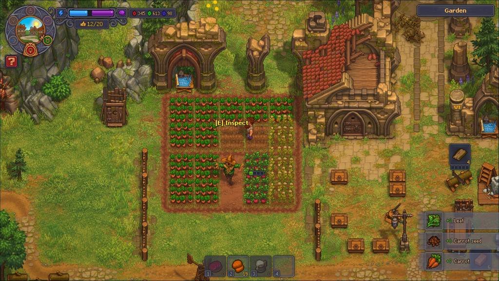 Farming crops to get leaves, a Graveyard Keeper 2 resource