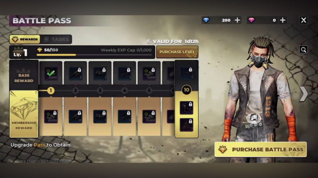 Gangstar Mirage City Battle Pass at level 1 