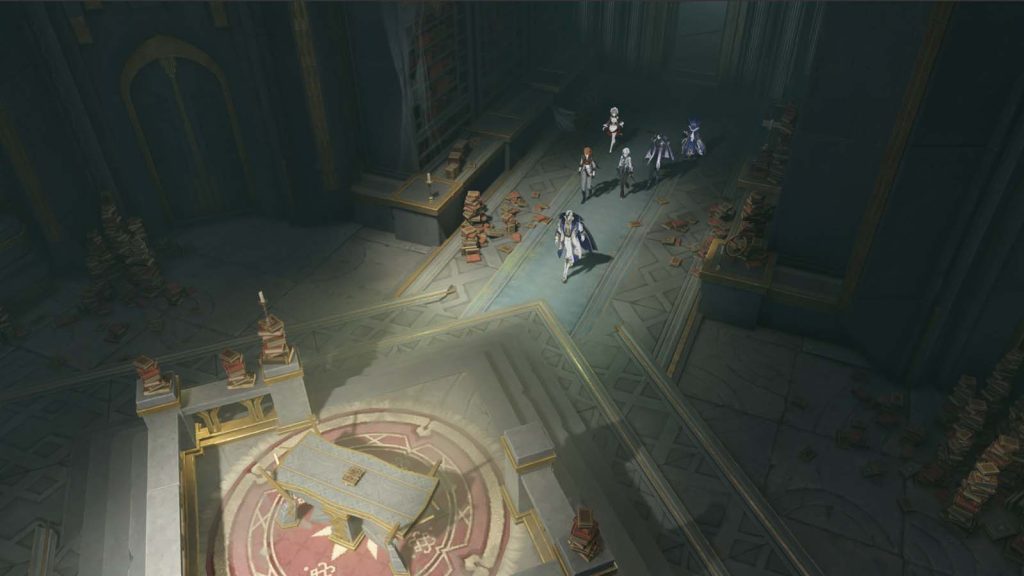 The Fatui Harbingers Pierro, Pulcinella, Pantalone, Sandrone, Arlecchino, and Tartaglia in the Genshin Impact 7.1 Archon Quest.