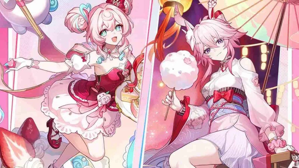 Honkai Star Rail outfits featuring Hyacine's Warm Cotton Skies and Evanescia's Lunar Blossoming.