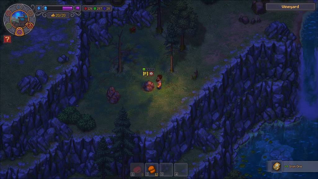 Iron ores location south of vineyard in Exact map location on how to get clay in Graveyard Keeper 2 