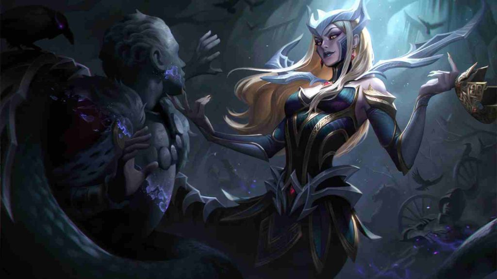 LoL skin Coven Cassiopeia splashart official wallpaper