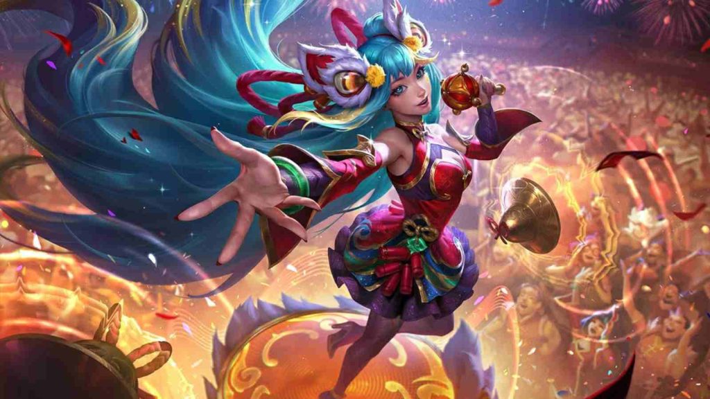 LoL skin Firecracker Seraphine splashart official wallpaper