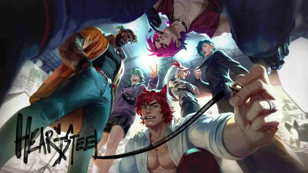 Heartsteel key visual (2023) with Sett signing their band name