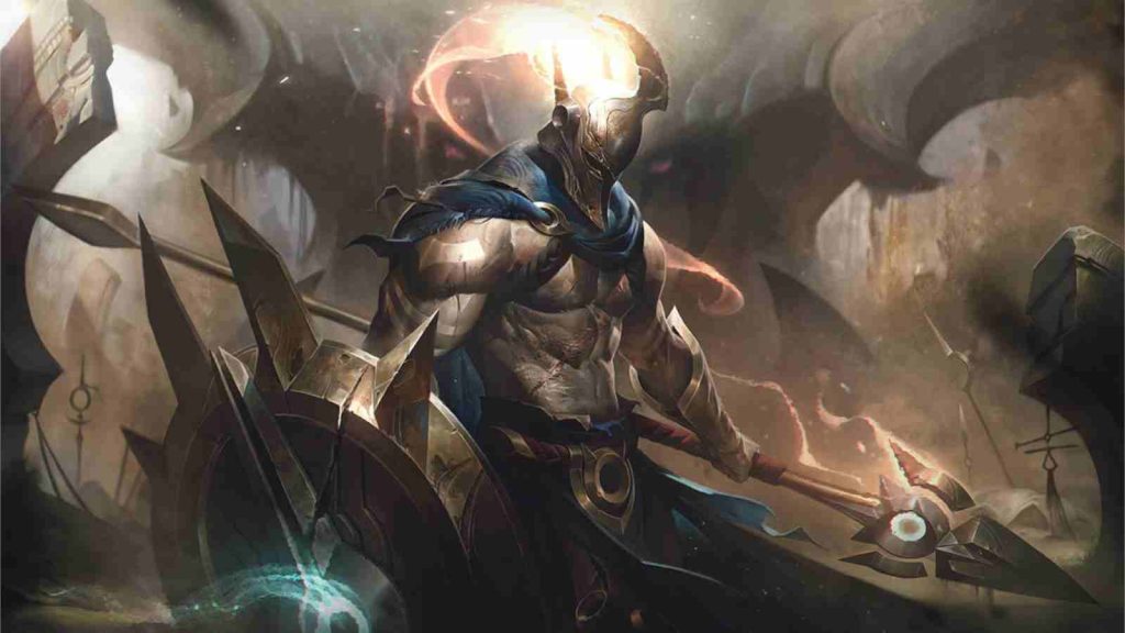 AD melee champion Pantheon splashart official wallpaper