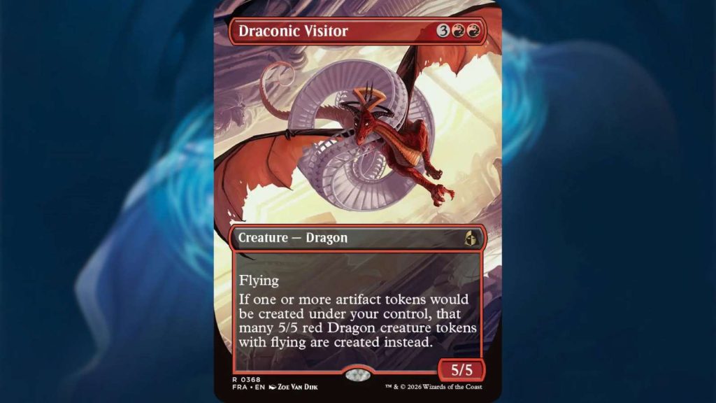 MTG Reality Fracture: Hexhaven Draconic Visitor card with description