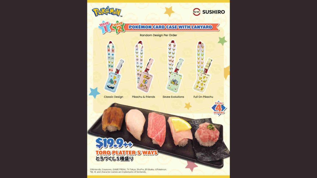 All Pokemon card case with lanyard designs available during Sushiro Pokemon Singapore campaign