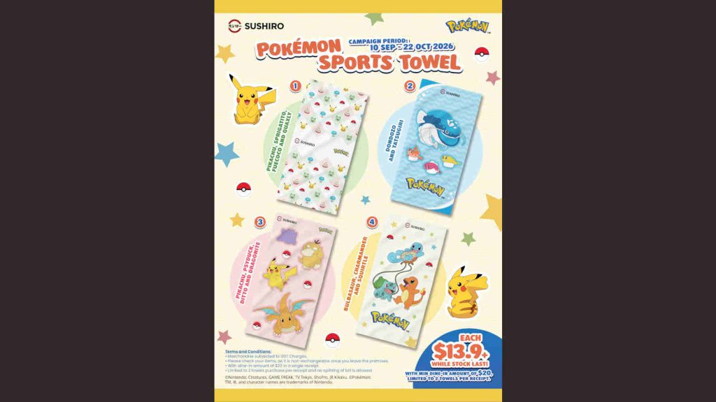 Sushiro Pokemon Singapore Sports Towel designs and price